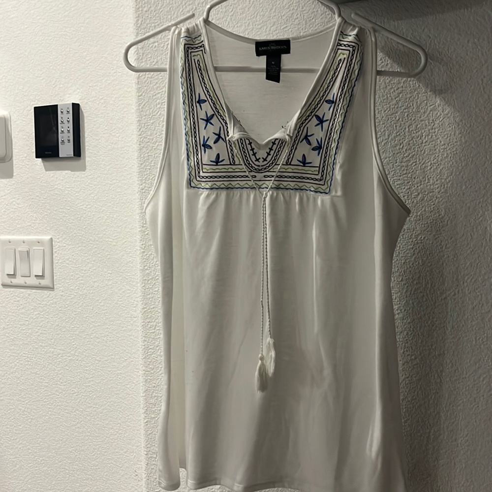 White embroidered tank top